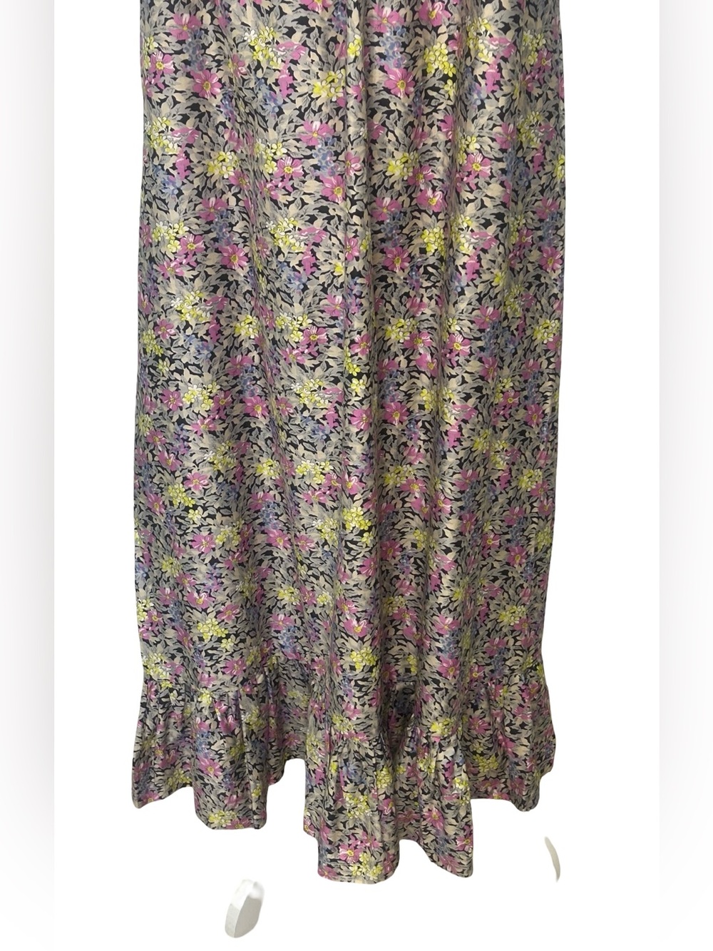 Vintage Sears Floral Maxi Dress Cottagecore Prairie Boho Ruffle Sleeveless M L - Picture 4 of 9